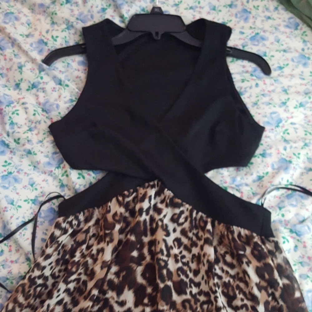 Sexy cheetah print high-low dress